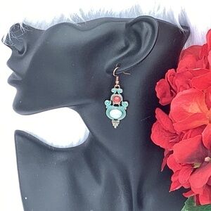 BOGO New Tourquoise Stone & Copper Southwestern Bohemian Drop Earrings